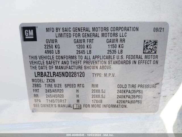 Photo 8 VIN: LRBAZLR45ND028120 - BUICK ENVISION 