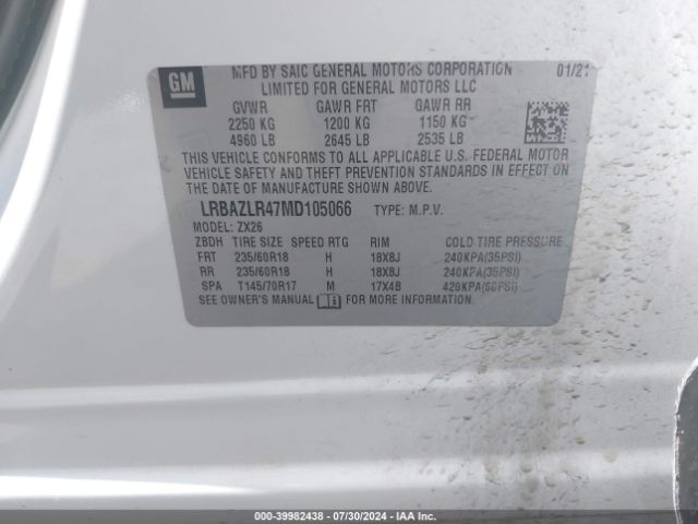 Photo 8 VIN: LRBAZLR47MD105066 - BUICK ENVISION 