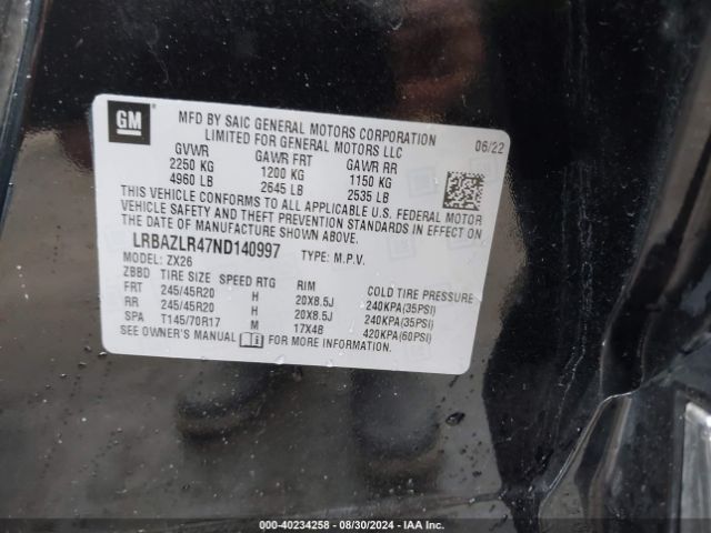 Photo 8 VIN: LRBAZLR47ND140997 - BUICK ENVISION 