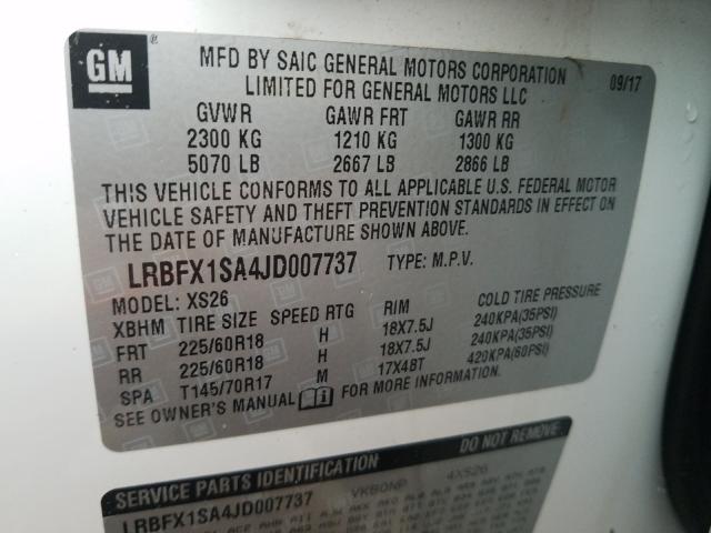 Photo 9 VIN: LRBFX1SA4JD007737 - BUICK ENVISION E 