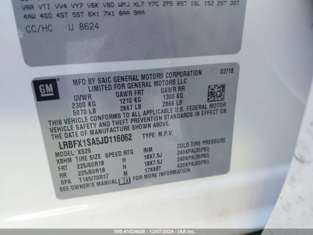 Photo 8 VIN: LRBFX1SA5JD116062 - BUICK ENVISION 