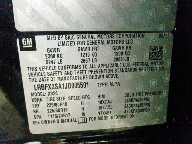 Photo 9 VIN: LRBFX2SA1JD005501 - BUICK ENVISION E 