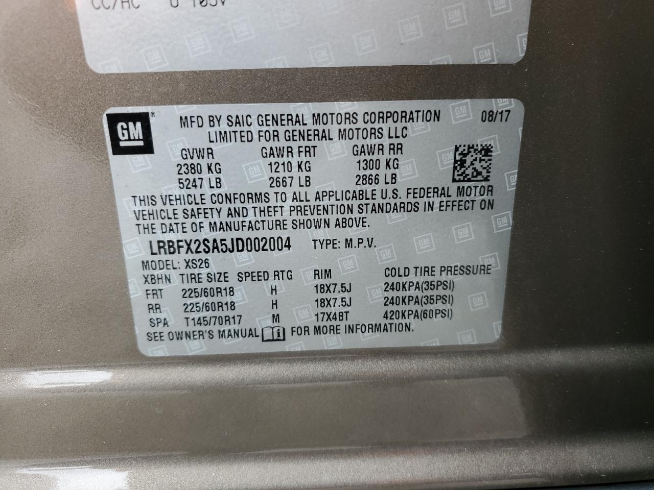 Photo 11 VIN: LRBFX2SA5JD002004 - BUICK ENVISION 