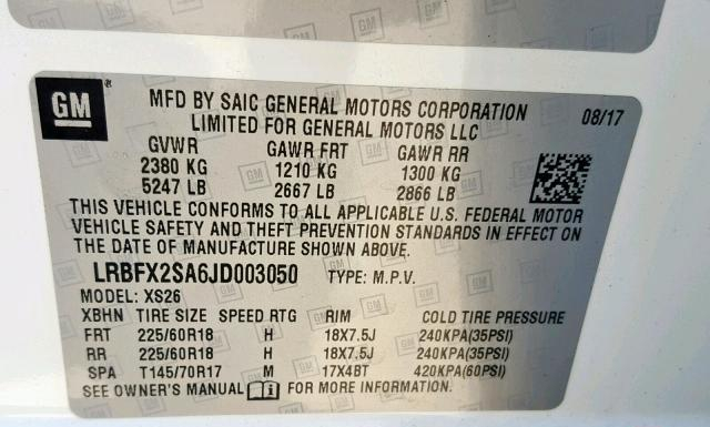 Photo 9 VIN: LRBFX2SA6JD003050 - BUICK ENVISION 