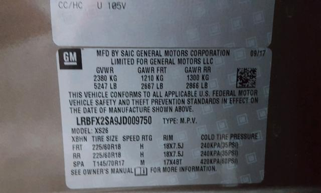 Photo 9 VIN: LRBFX2SA9JD009750 - BUICK ENVISION 