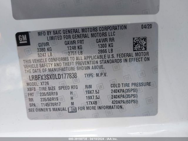 Photo 8 VIN: LRBFX3SX0LD177838 - BUICK ENVISION 