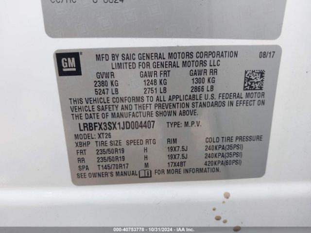 Photo 8 VIN: LRBFX3SX1JD004407 - BUICK ENVISION 