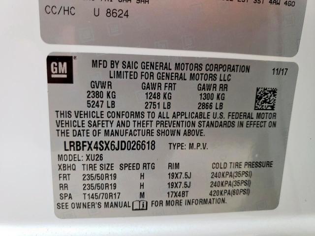 Photo 9 VIN: LRBFX4SX6JD026618 - BUICK ENVISION P 