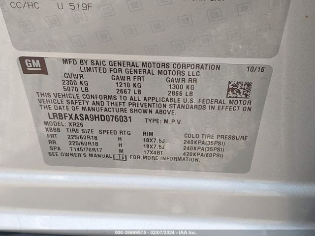 Photo 8 VIN: LRBFXASA9HD076031 - BUICK ENVISION 