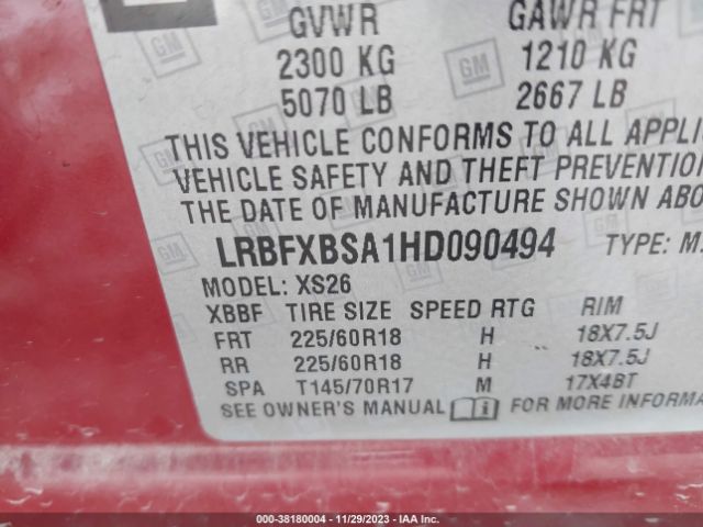 Photo 8 VIN: LRBFXBSA1HD090494 - BUICK ENVISION 