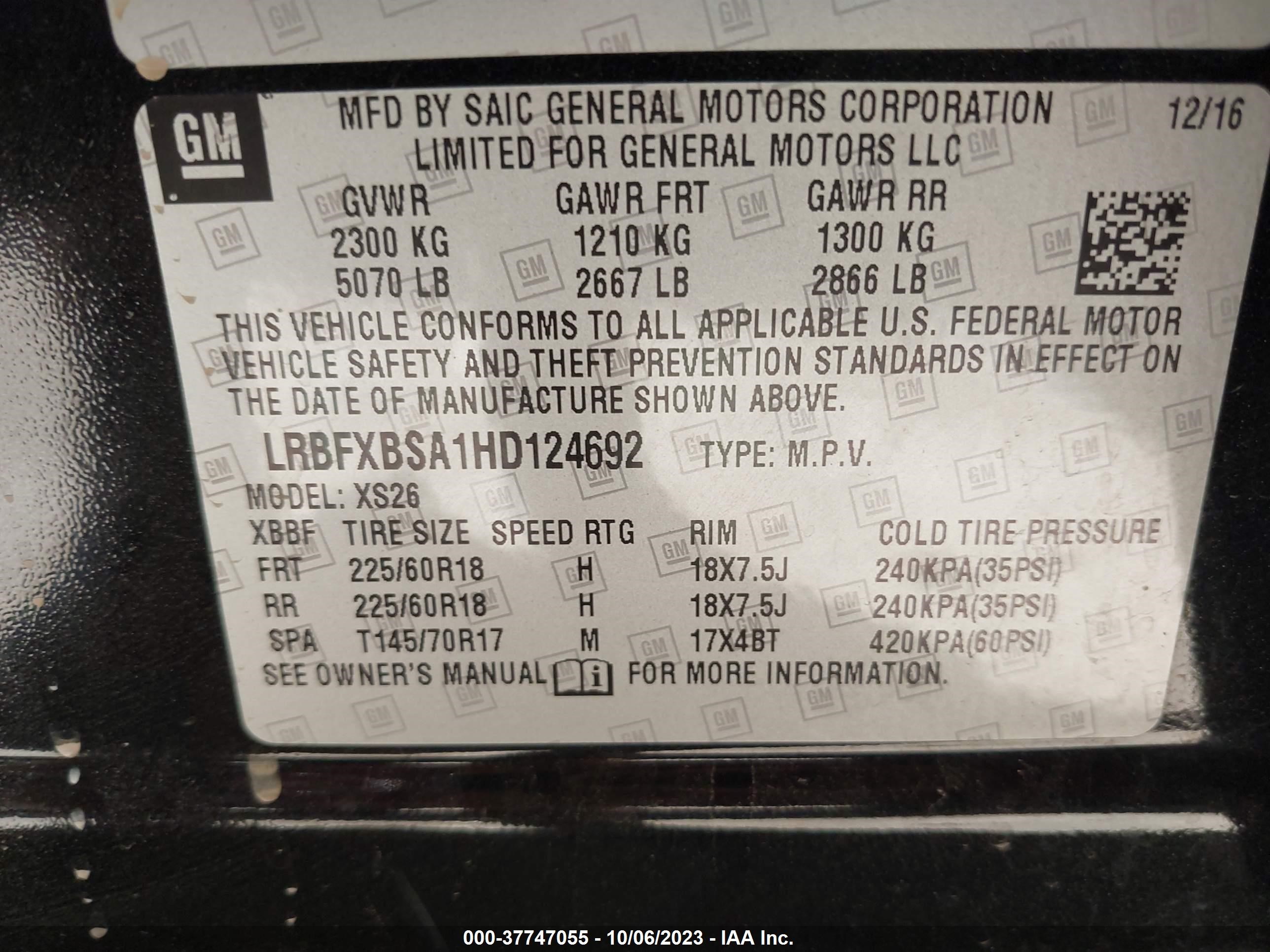 Photo 8 VIN: LRBFXBSA1HD124692 - BUICK ENVISION 