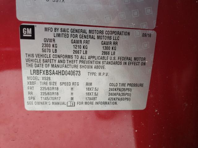 Photo 9 VIN: LRBFXBSA4HD040673 - BUICK ENVISION E 