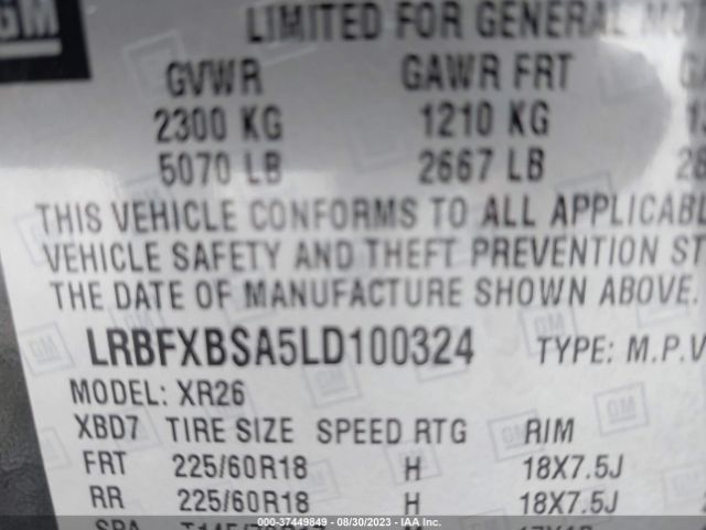 Photo 8 VIN: LRBFXBSA5LD100324 - BUICK ENVISION 