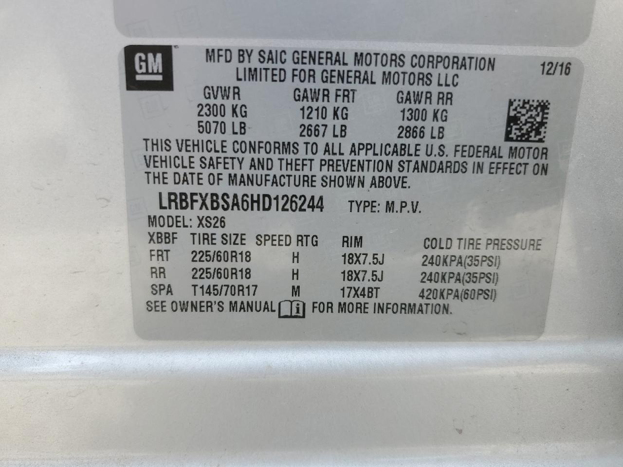 Photo 12 VIN: LRBFXBSA6HD126244 - BUICK ENVISION 