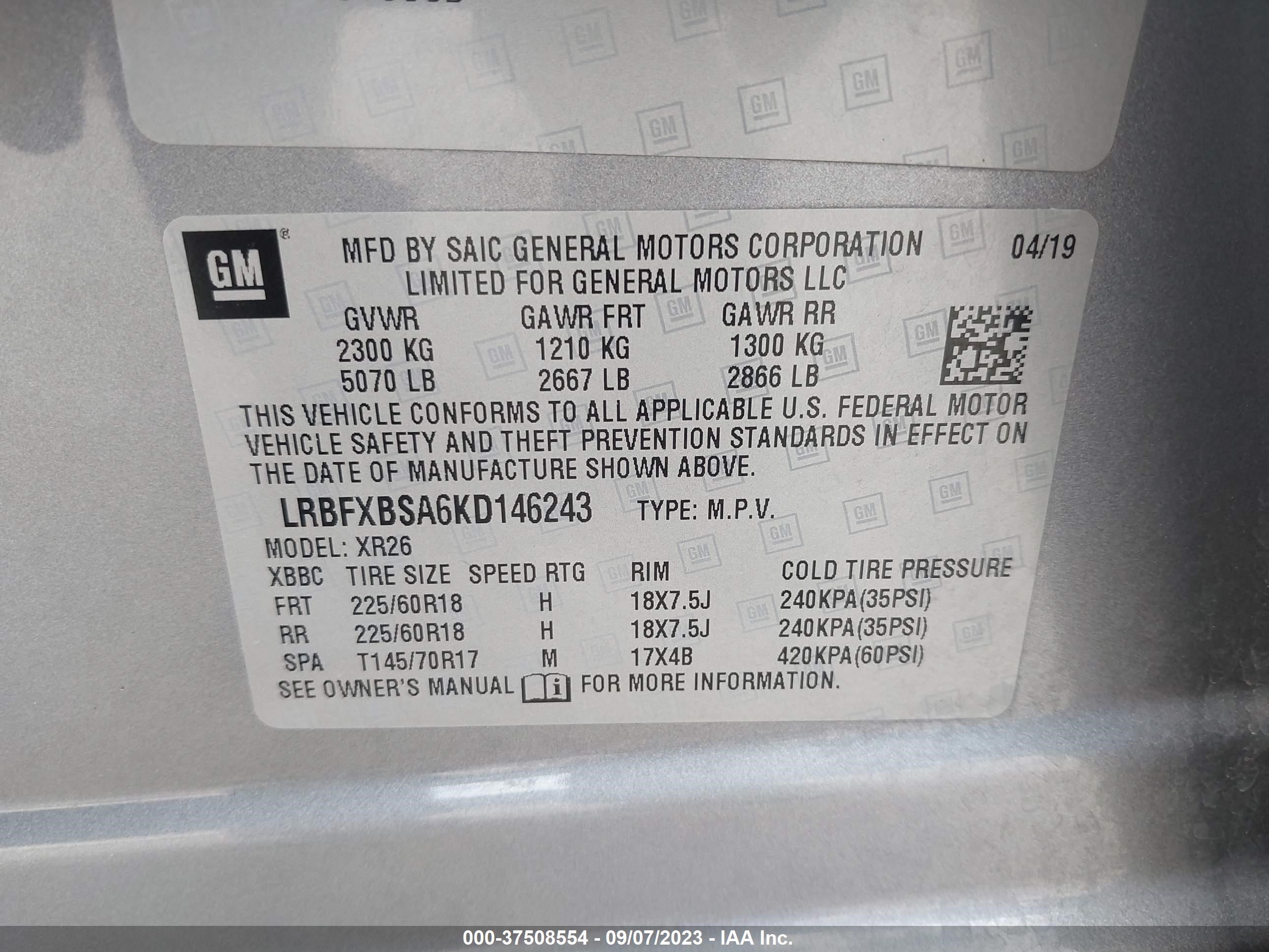 Photo 8 VIN: LRBFXBSA6KD146243 - BUICK ENVISION 