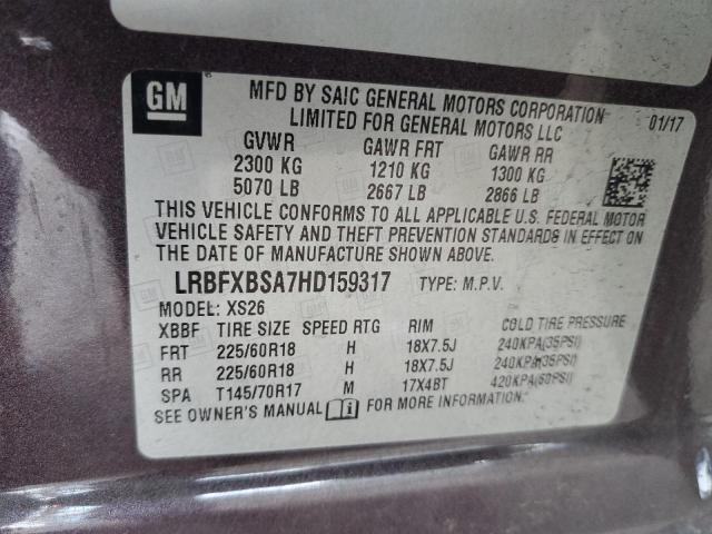 Photo 9 VIN: LRBFXBSA7HD159317 - BUICK ENVISION E 