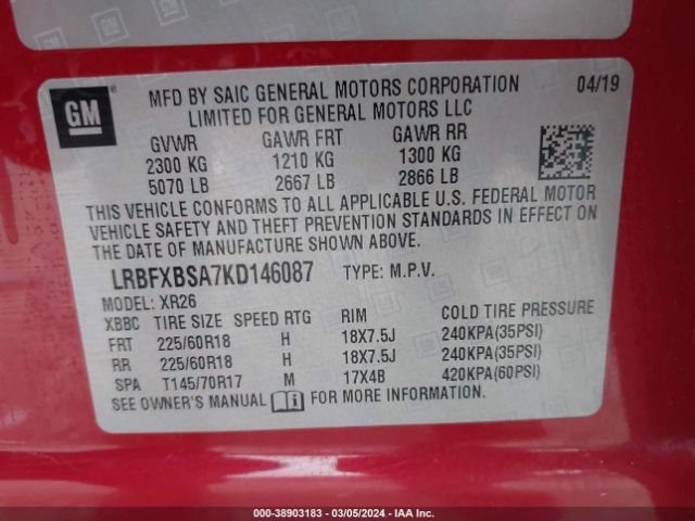 Photo 8 VIN: LRBFXBSA7KD146087 - BUICK ENVISION 