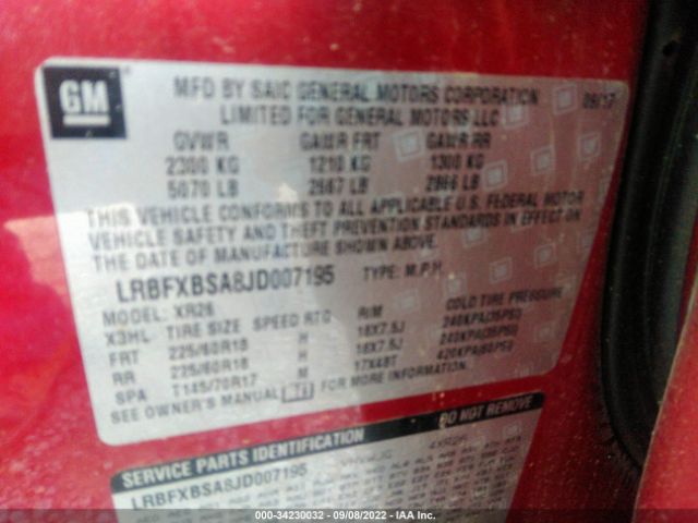 Photo 8 VIN: LRBFXBSA8JD007195 - BUICK ENVISION 