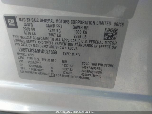 Photo 8 VIN: LRBFXBSA9HD021889 - BUICK ENVISION 