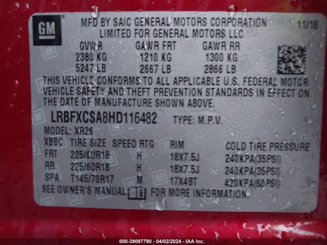 Photo 8 VIN: LRBFXCSA8HD116482 - BUICK ENVISION 