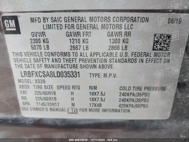 Photo 8 VIN: LRBFXCSA8LD035331 - BUICK ENVISION 