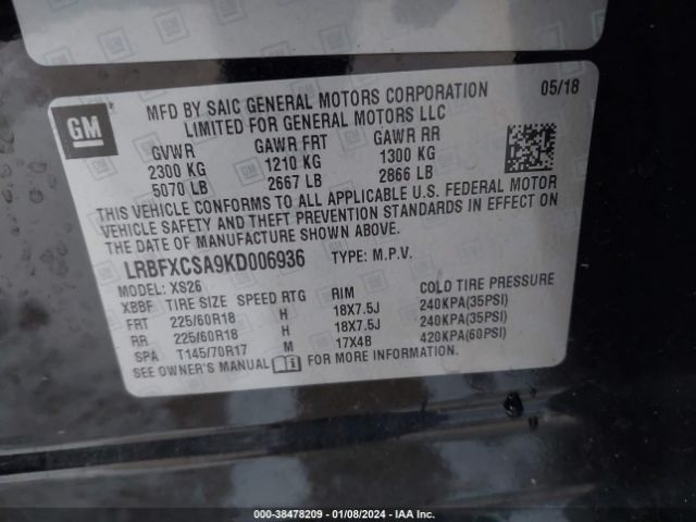 Photo 8 VIN: LRBFXCSA9KD006936 - BUICK ENVISION 