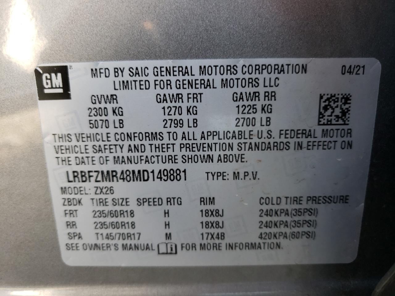 Photo 11 VIN: LRBFZMR48MD149881 - BUICK ENVISION 