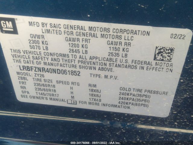 Photo 8 VIN: LRBFZNR40ND061852 - BUICK ENVISION E 