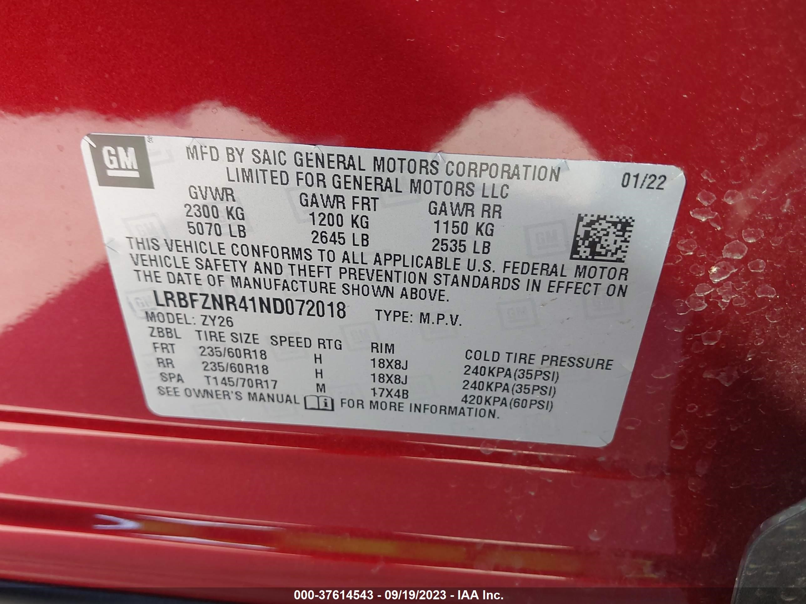 Photo 8 VIN: LRBFZNR41ND072018 - BUICK ENVISION 