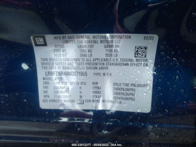 Photo 8 VIN: LRBFZNR44ND071865 - BUICK ENVISION 