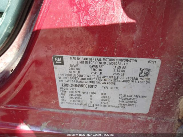 Photo 8 VIN: LRBFZNR49ND010012 - BUICK ENVISION 