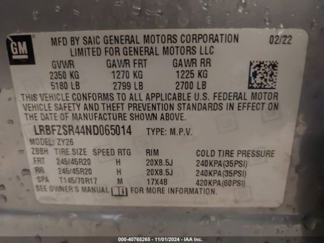 Photo 8 VIN: LRBFZSR44ND065014 - BUICK ENVISION 