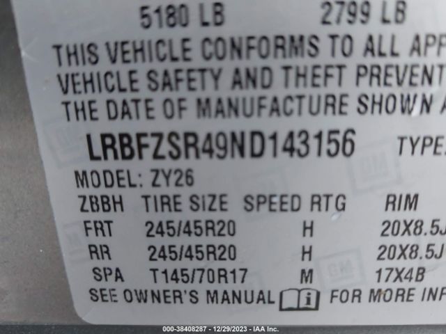 Photo 8 VIN: LRBFZSR49ND143156 - BUICK ENVISION 