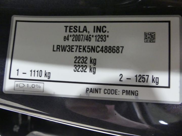 Photo 3 VIN: LRW3E7EK5NC488687 - TESLA MODEL 3 