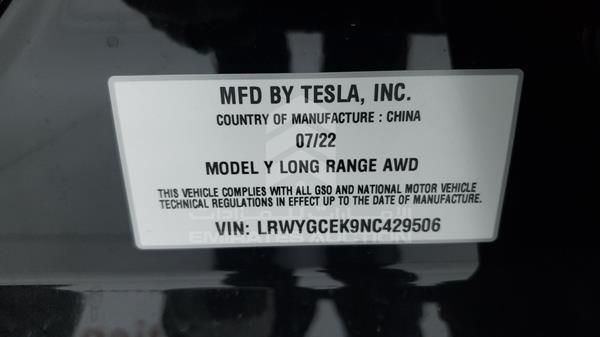 Photo 2 VIN: LRWYGCEK9NC429506 - TESLA MODEL Y 