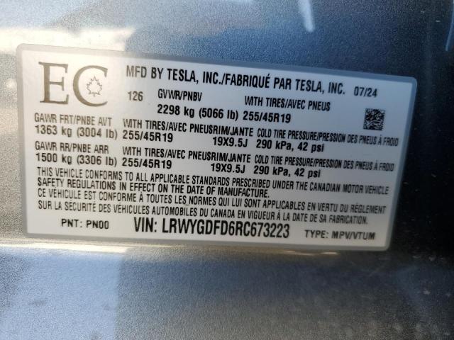 Photo 12 VIN: LRWYGDFD6RC673223 - TESLA MODEL Y 