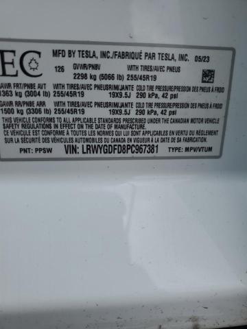 Photo 12 VIN: LRWYGDFD8PC967381 - TESLA MODEL Y 