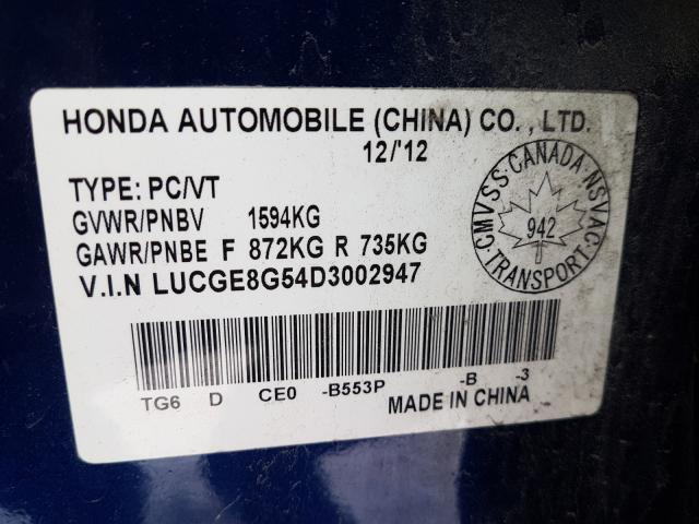 Photo 8 VIN: LUCGE8G54D3002947 - HONDA FIT LX 