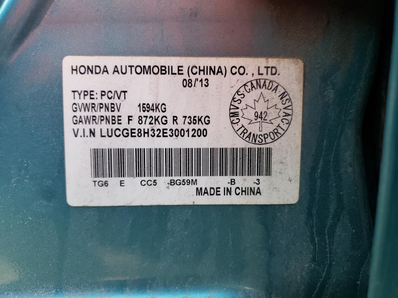 Photo 11 VIN: LUCGE8H32E3001200 - HONDA FIT 