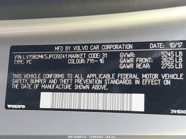 Photo 8 VIN: LVY982MK5JP039241 - VOLVO S90 