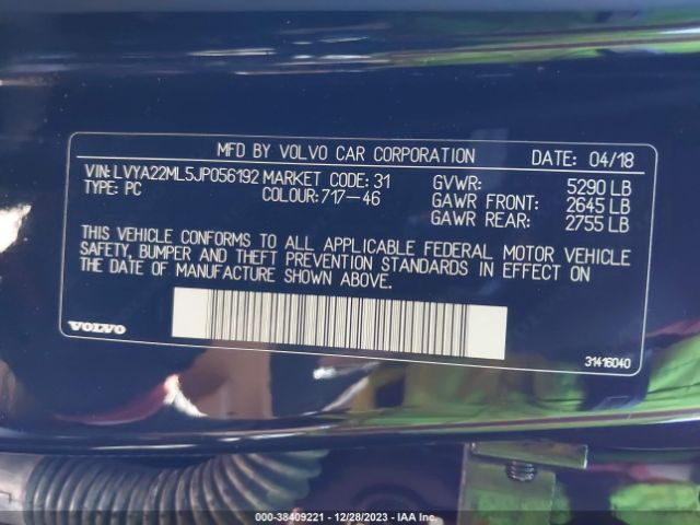 Photo 8 VIN: LVYA22ML5JP056192 - VOLVO S90 