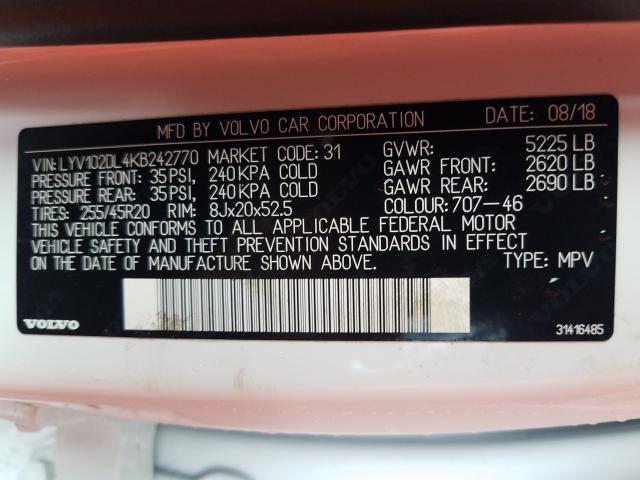 Photo 9 VIN: LYV102DL4KB242770 - VOLVO XC60 T5 IN 