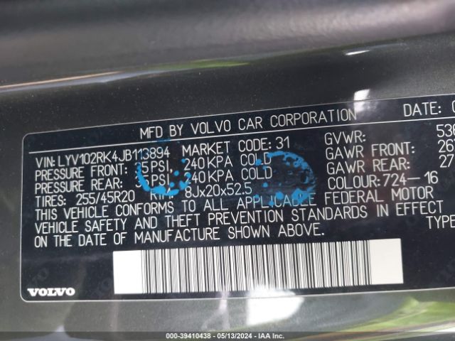 Photo 8 VIN: LYV102RK4JB113894 - VOLVO XC60 