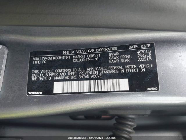 Photo 8 VIN: LYV402FK6GB111171 - VOLVO S60 INSCRIPTION 