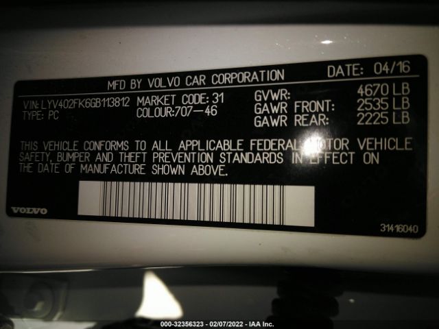 Photo 8 VIN: LYV402FK6GB113812 - VOLVO S60 INSCRIPTION 