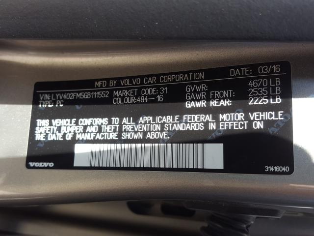 Photo 9 VIN: LYV402FM5GB111552 - VOLVO S60 PLATIN 