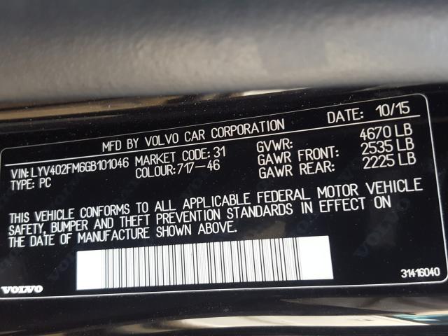 Photo 9 VIN: LYV402FM6GB101046 - VOLVO S60 PLATIN 