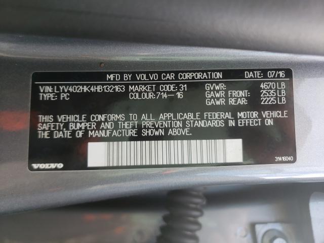 Photo 9 VIN: LYV402HK4HB132163 - VOLVO S60 