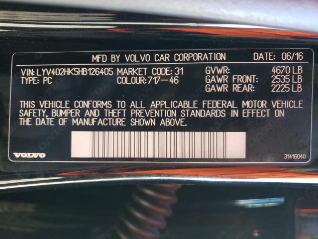 Photo 9 VIN: LYV402HK5HB126405 - VOLVO S60 PREMIE 