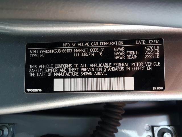 Photo 9 VIN: LYV402HK5JB166103 - VOLVO S60 PREMIE 